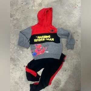 Spider-Man Kids Hoodie and Pants Set - Red, Black, Gray